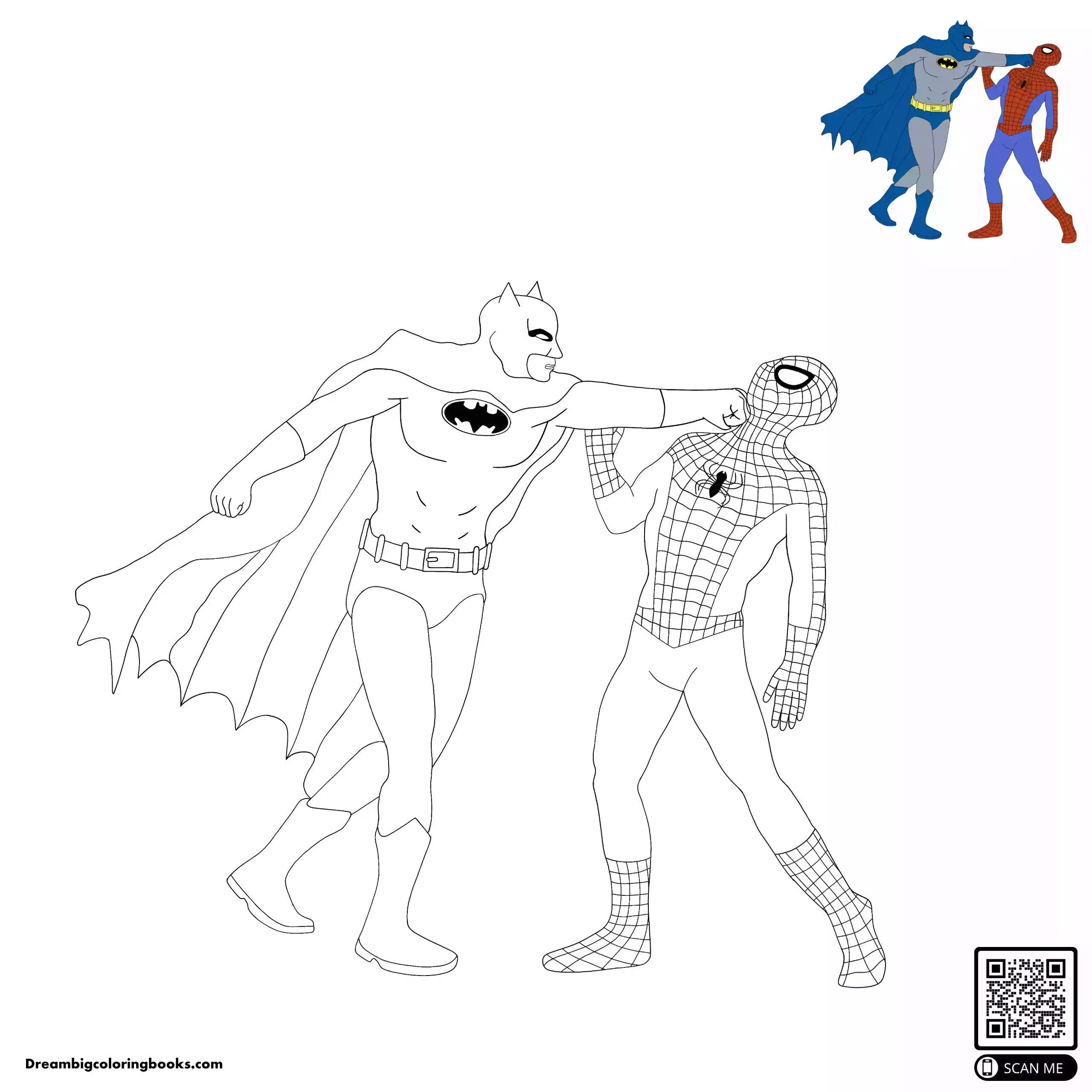 Batman Vs Spiderman coloring sheet