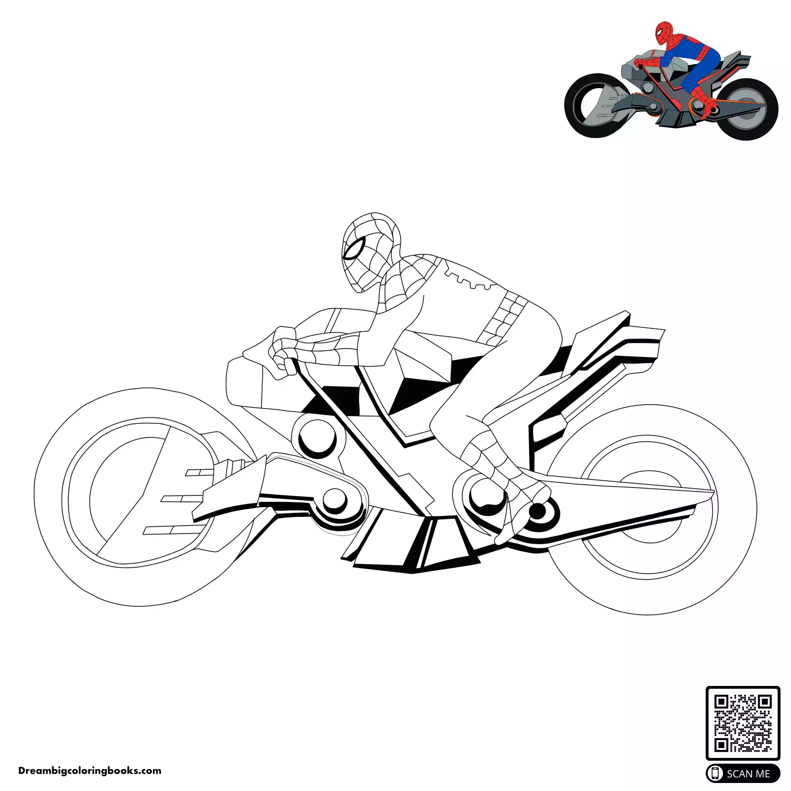 Spiderman Motorcycle coloring sheet