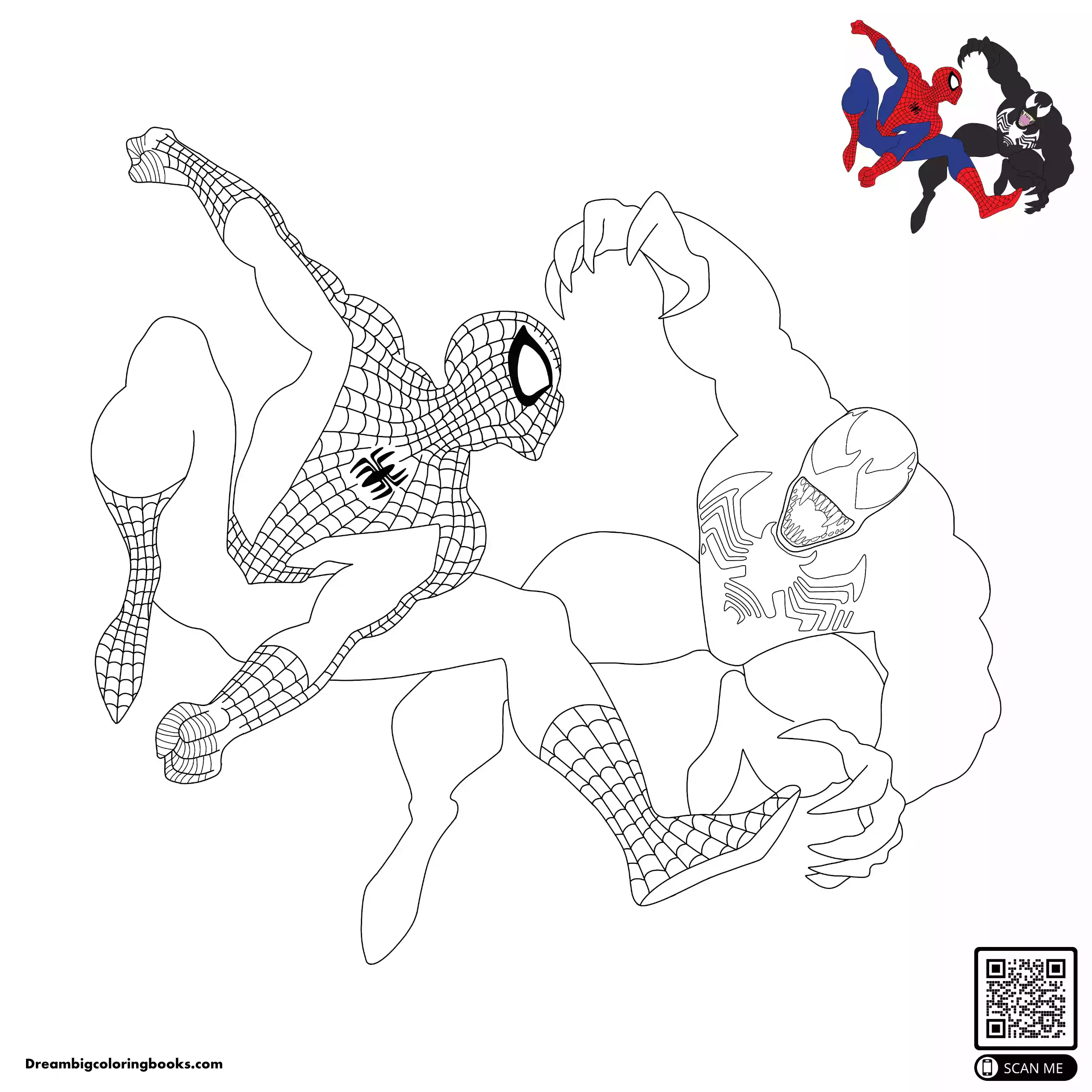 Spiderman vs Venom coloring picture